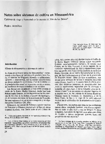 Notas sobre sistemas de cultivo en Mesoamérica. Cultivos de riego y humedad en la cuenca del Río de las Balsas