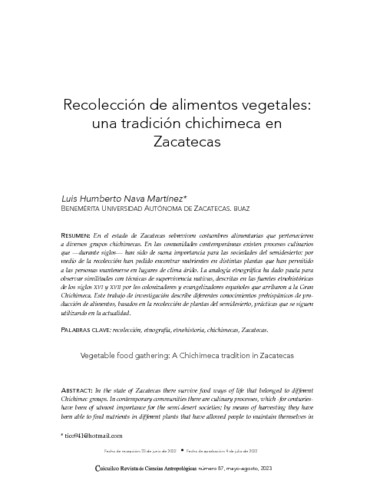 Recolección de alimentos vegetales: Una tradición chichimeca en Zacatecas