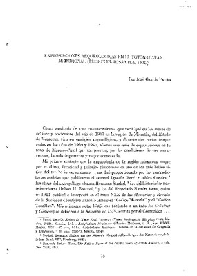 Exploraciones arqueológicas en el Totonacapan meridional (Región de Misantla, Ver.).