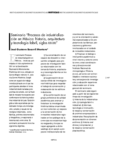 Seminario “Procesos de industrialización en México: historia, arquitectura y tecnología fabril, siglos XIX-XXI”