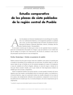 Estudio comparativo de las plazas de siete poblados de la región central de Puebla