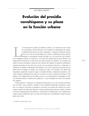 Evolución del presidio novohispano y su plaza en la función urbana