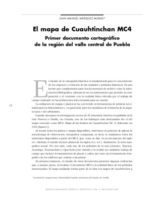 El mapa de Cuauhtinchan MC4. Primer documento cartográfico de la región del valle central de Puebla