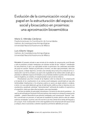 Evolución de la comunicación vocal y su papel en la estructuración del espacio social y bioacústico en prosimios: una aproximación biosemiótica