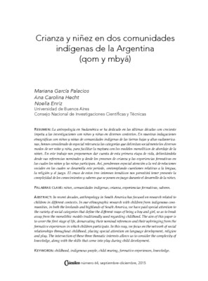 Crianza y niñez en dos comunidades indígenas de la Argentina (qom y mbyá)