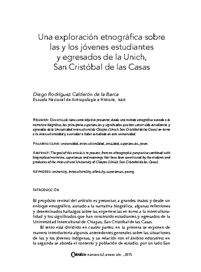 Una exploración etnográfica sobre las y los jóvenes estudiantes y egresados de la Unich, San Cristóbal de las Casas