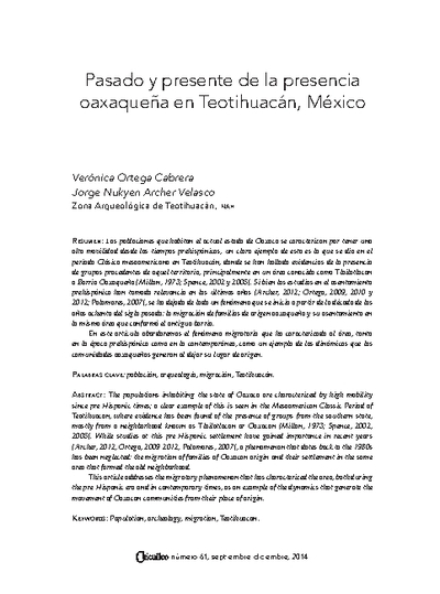 Pasado y presente de la presencia oaxaqueña en Teotihuacán, México