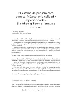 El sistema de pensamiento olmeca, México: originalidad y especificidades. El código glífico y el lenguaje corporal