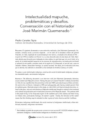 Intelectualidad mapuche, problemáticas y desafíos. Conversación con el historiador José Marimán Quemenado