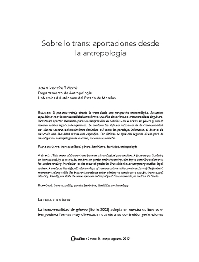 Sobre lo trans: aportaciones desde la antropología