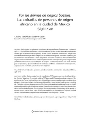 Por las ánimas de negros bozales. Las cofradías de personas de origen africano en la ciudad de México  (siglo XVII)