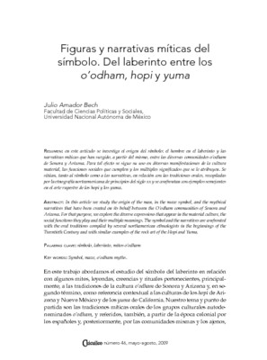 Figuras y narrativas míticas del símbolo. Del laberinto entre los o’odham, hopi y yuma