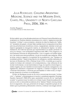 Civilizing Argentina: medicine, science and the modern state