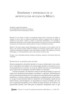 Enseñanza y aprendizaje de la antropología aplicada en México