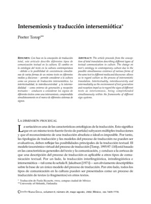 Intersemiosis y traducción intersemiótica