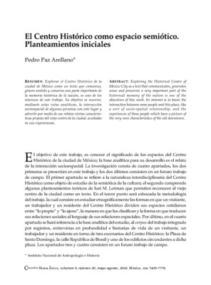 El Centro Histórico como espacio semiótico. Planteamientos iniciales