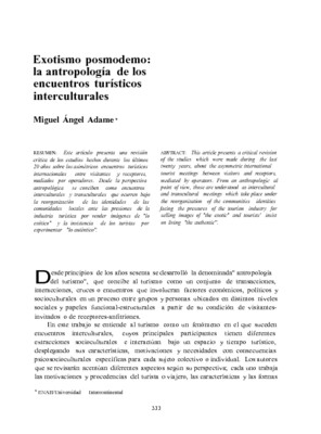 Exotismo posmodemo: la antropología de los encuentros turísticos interculturales