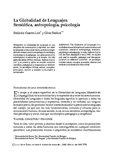 La Globalidad de Lenguajes. Semiótica, antropología, psicología
