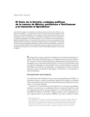 El Cerro de la Estrella: unidades políticas de la cuenca de México, periféricas a Teotihuacan y la transición al Epliclásico