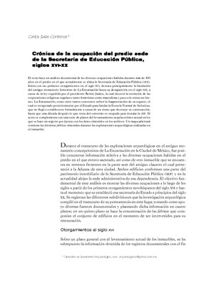 Crónica de la ocupación del predio sede de la Secretaría de Educación Pública, siglos XVI-XX
