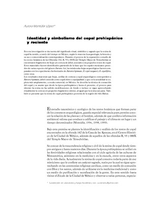 Identidad y simbolismo del copal prehispánico y reciente
