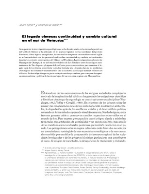 El legado olmeca: continuidad y cambio cultural en el sur de Veracruz