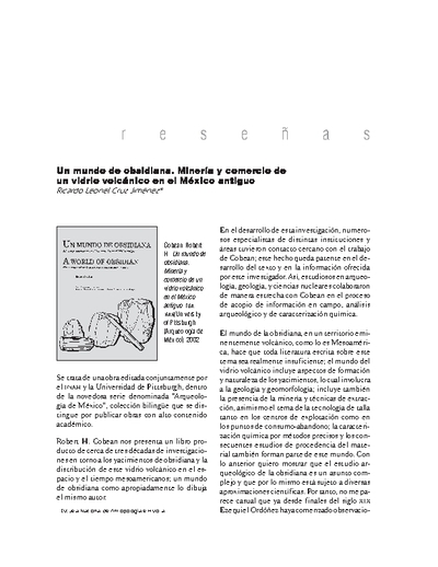 Un mundo de obsidiana. Minería y comercio de un vidrio volcánico en el México antiguo