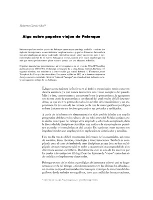 Algo sobre papeles viejos de Palenque