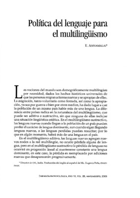 Política del lenguaje para  el multilingüismo