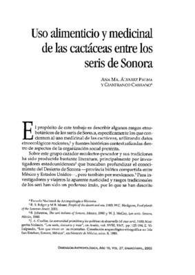 Uso alimenticio y medicinal de las cactáceas entre los seris de Sonora