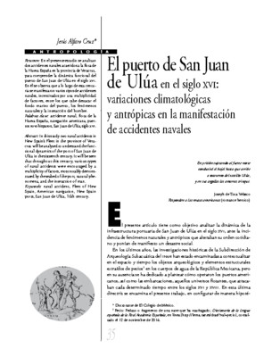 El puerto de San Juan de Ulúa en el siglo XVI : variaciones climatológicas y antrópicas en la manifestación de accidentes navales.