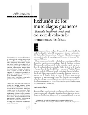 Exclusión de los murciélagos guaneros (Tadarida brasiliensis mexicana) con aceite de cedro en los monumentos históricos