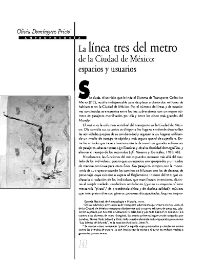 La línea tres del metro de la Ciudad de México: espacios y usuarios