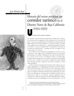 Historia del sector servicios: un corredor turístico en el Distrito del Norte de Baja California (1924-1925)