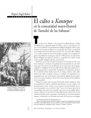 El culto a Kantepec en la comunidad maya - chontal de Tamulté de las Sabanas