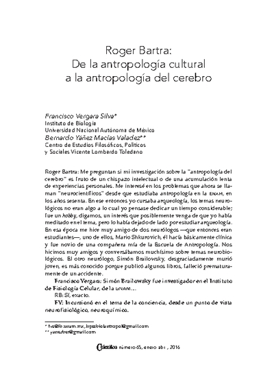 Roger Bartra: De la antropología cultural a la antropología del cerebro