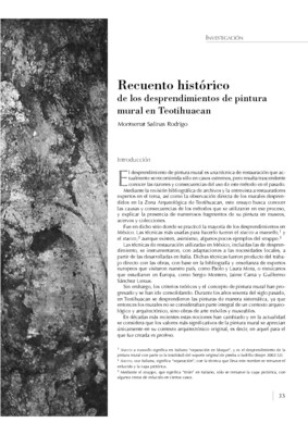 Recuento histórico de los desprendimientos de pintura mural en Teotihuacan