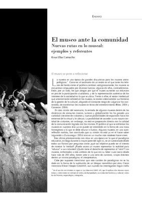 El museo ante la comunidad Nuevas rutas en lo museal: ejemplos y referentes