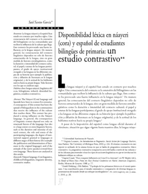Disponibilidad léxica en náayeri (cora) y español de estudiantes bilingues de primaria: un estudio contrastivo