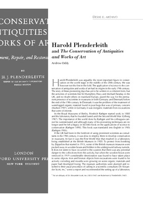 Harold Plenderleith and The Conservation of Antiquities and Works of Art