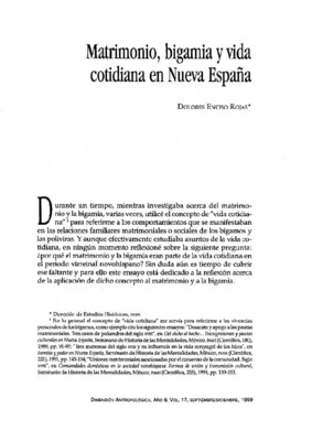 Matrimonio, bigamia y vida cotidiana en Nueva España