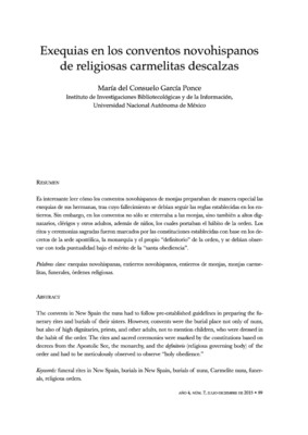 Exequias en los conventos novohispanos de religiosas Carmelitas Descalzas