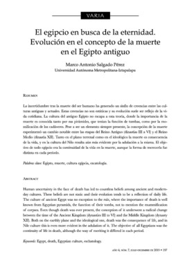 El egipcio en busca de la eternidad. Evolución en el concepto de la muerte en el Egipto antiguo