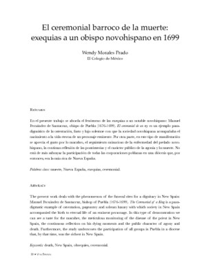 El ceremonial barroco de la muerte: exequias a un obispo novohispano en 1699