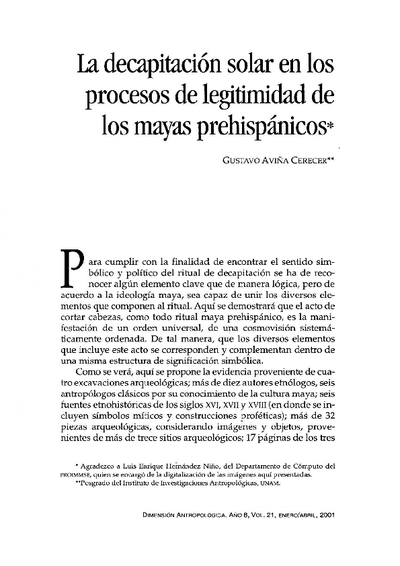 La decapitación solar en los procesos de legitimidad de los mayas prehispánicos