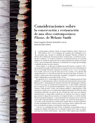 Consideraciones sobre la conservación y restauración de una obra contemporánea: Fluxus, de Melanie Smith