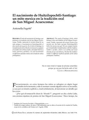 El nacimiento de Huitzilopochtli-Santiago: un mito mexica en la tradición oral de San Miguel Acuexcomac