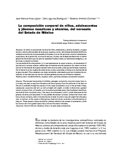La composición corporal de niños, adolescentes y jóvenes mazahuas y otomíes, del noroeste del Estado de México