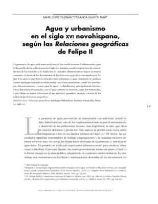 Agua y urbanismo en el siglo XVI novohispano, según las Relaciones geográficas de Felipe II