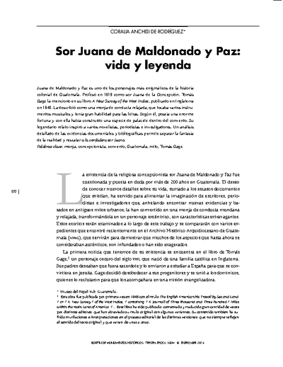 Sor Juana de Maldonado y Paz: vida y leyenda